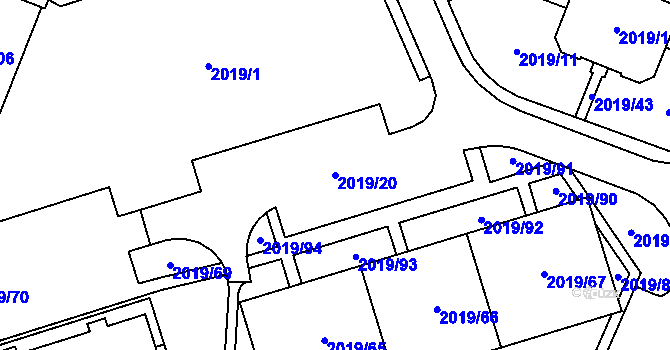 Parcela st. 2019/20 v KÚ Holice v Čechách, Katastrální mapa