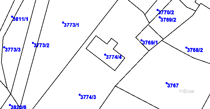 Parcela st. 3774/4 v KÚ Holice v Čechách, Katastrální mapa