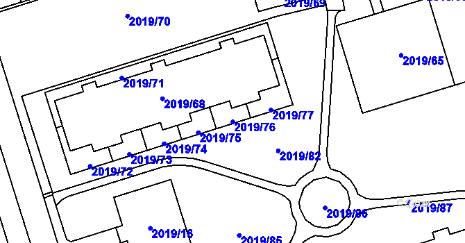 Parcela st. 2019/76 v KÚ Holice v Čechách, Katastrální mapa