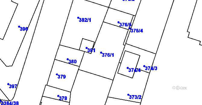 Parcela st. 376/1 v KÚ Holice v Čechách, Katastrální mapa