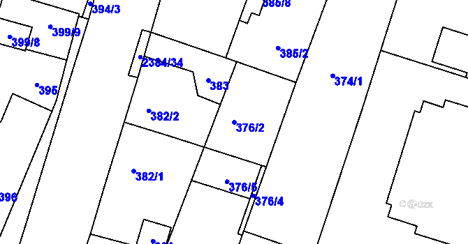 Parcela st. 376/2 v KÚ Holice v Čechách, Katastrální mapa