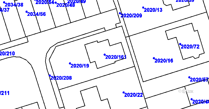 Parcela st. 2020/161 v KÚ Holice v Čechách, Katastrální mapa