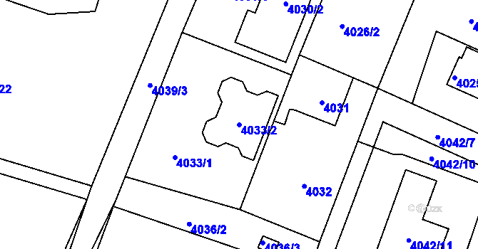 Parcela st. 4033/2 v KÚ Holice v Čechách, Katastrální mapa