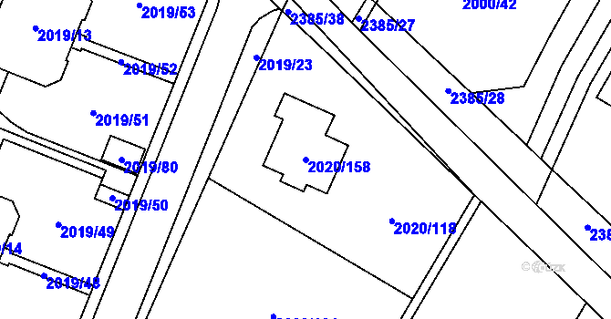 Parcela st. 2020/158 v KÚ Holice v Čechách, Katastrální mapa