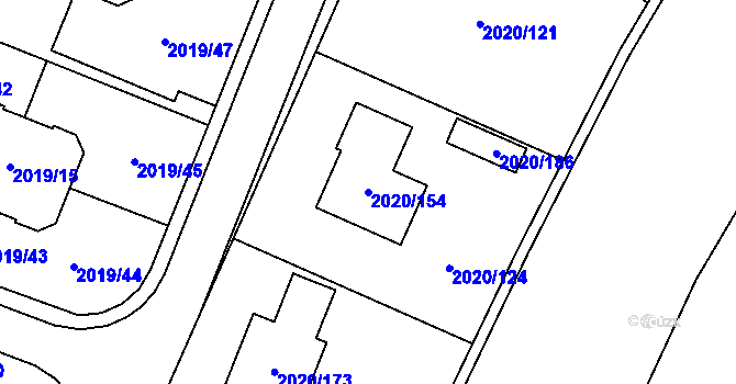 Parcela st. 2020/154 v KÚ Holice v Čechách, Katastrální mapa