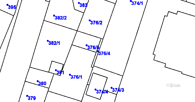 Parcela st. 376/4 v KÚ Holice v Čechách, Katastrální mapa