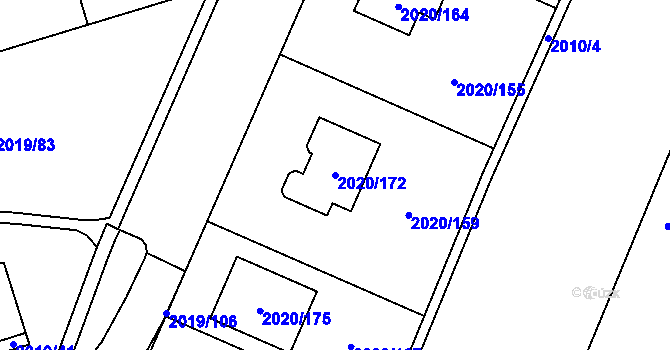 Parcela st. 2020/172 v KÚ Holice v Čechách, Katastrální mapa