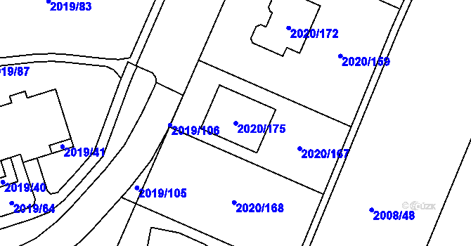 Parcela st. 2020/175 v KÚ Holice v Čechách, Katastrální mapa