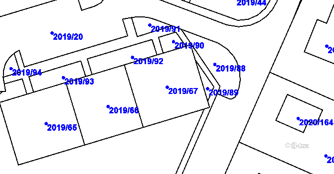 Parcela st. 2019/67 v KÚ Holice v Čechách, Katastrální mapa