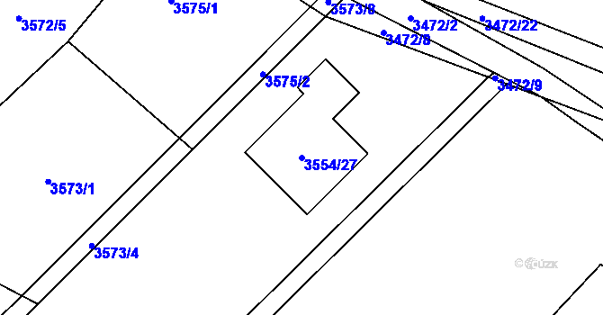 Parcela st. 3554/27 v KÚ Holice v Čechách, Katastrální mapa
