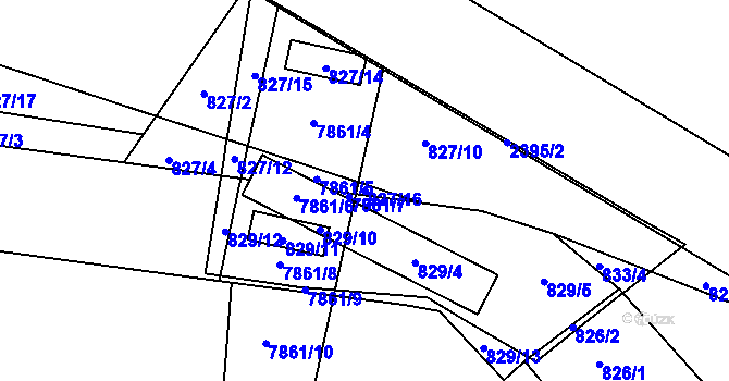 Parcela st. 827/16 v KÚ Holice v Čechách, Katastrální mapa