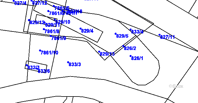 Parcela st. 829/13 v KÚ Holice v Čechách, Katastrální mapa