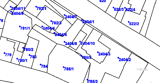Parcela st. 2404/10 v KÚ Holice v Čechách, Katastrální mapa