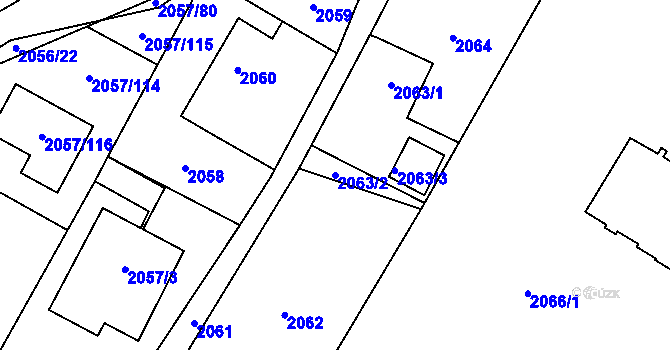 Parcela st. 2063/2 v KÚ Holice v Čechách, Katastrální mapa