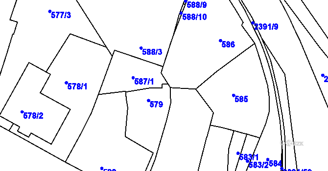 Parcela st. 587/2 v KÚ Holice v Čechách, Katastrální mapa