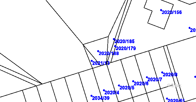 Parcela st. 2020/188 v KÚ Holice v Čechách, Katastrální mapa