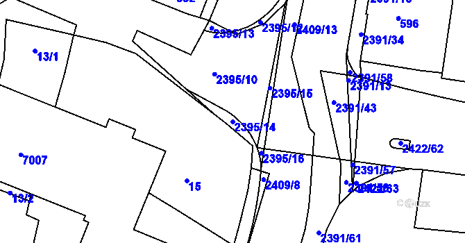 Parcela st. 2395/14 v KÚ Holice v Čechách, Katastrální mapa