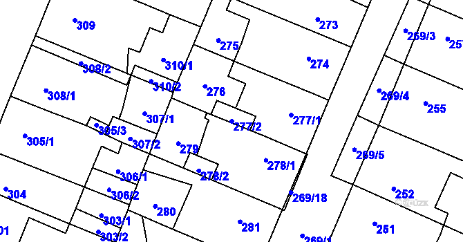 Parcela st. 277/2 v KÚ Holice v Čechách, Katastrální mapa