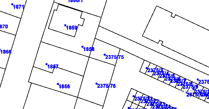 Parcela st. 2375/75 v KÚ Holice v Čechách, Katastrální mapa