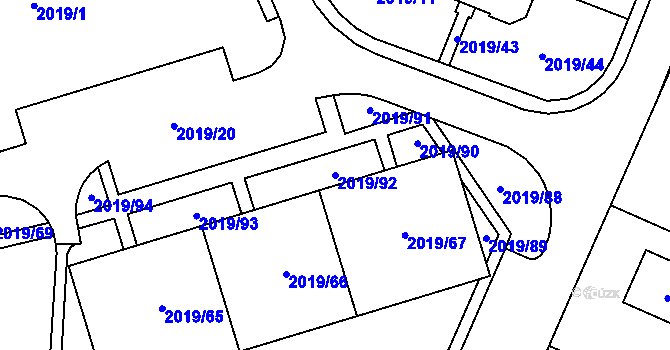 Parcela st. 2019/92 v KÚ Holice v Čechách, Katastrální mapa