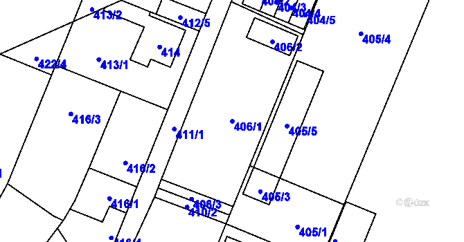 Parcela st. 406/1 v KÚ Holice v Čechách, Katastrální mapa