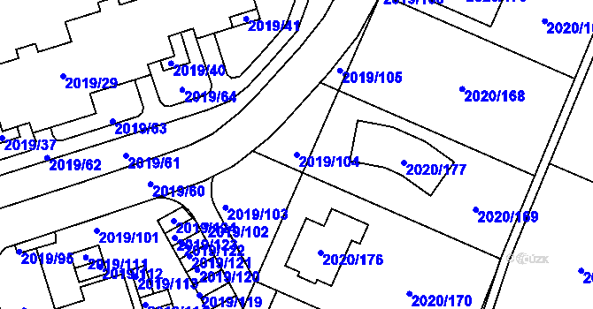 Parcela st. 2019/104 v KÚ Holice v Čechách, Katastrální mapa