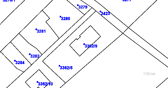 Parcela st. 3362/9 v KÚ Holice v Čechách, Katastrální mapa