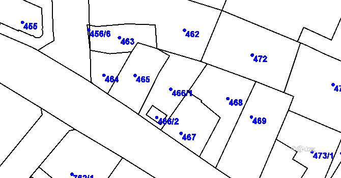 Parcela st. 466/1 v KÚ Holice v Čechách, Katastrální mapa