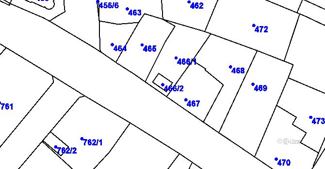 Parcela st. 466/2 v KÚ Holice v Čechách, Katastrální mapa
