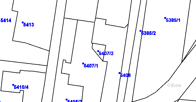 Parcela st. 5407/2 v KÚ Holice v Čechách, Katastrální mapa