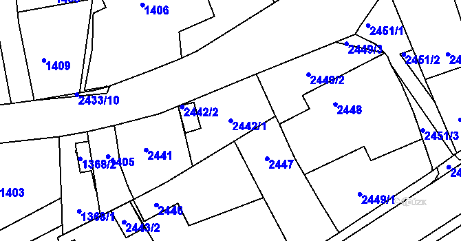 Parcela st. 2442/1 v KÚ Holice v Čechách, Katastrální mapa