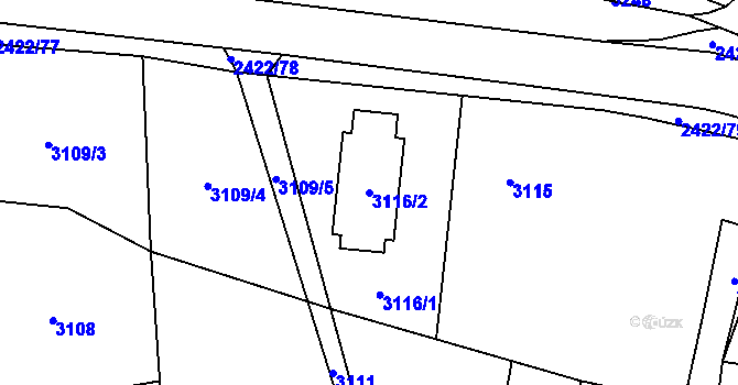 Parcela st. 3116/2 v KÚ Holice v Čechách, Katastrální mapa
