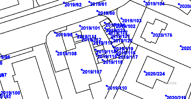 Parcela st. 2019/114 v KÚ Holice v Čechách, Katastrální mapa