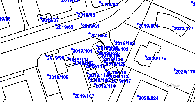 Parcela st. 2019/123 v KÚ Holice v Čechách, Katastrální mapa