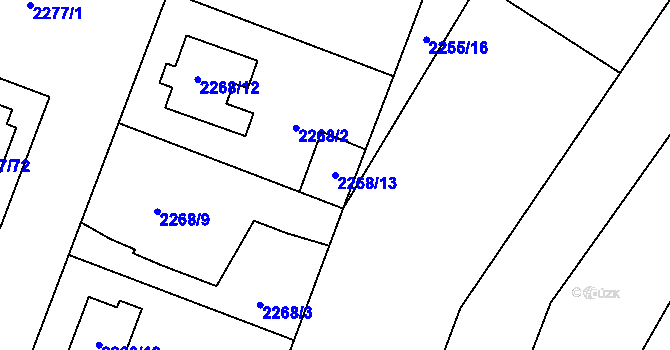 Parcela st. 2268/13 v KÚ Holice v Čechách, Katastrální mapa