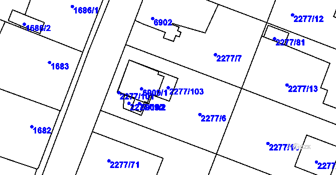 Parcela st. 2277/103 v KÚ Holice v Čechách, Katastrální mapa