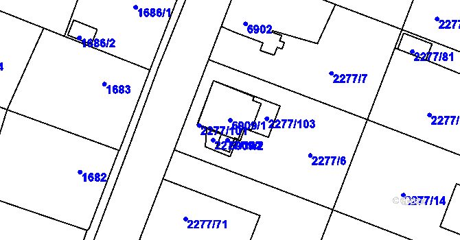 Parcela st. 6909/1 v KÚ Holice v Čechách, Katastrální mapa