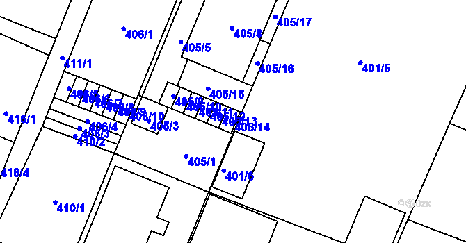 Parcela st. 405/14 v KÚ Holice v Čechách, Katastrální mapa