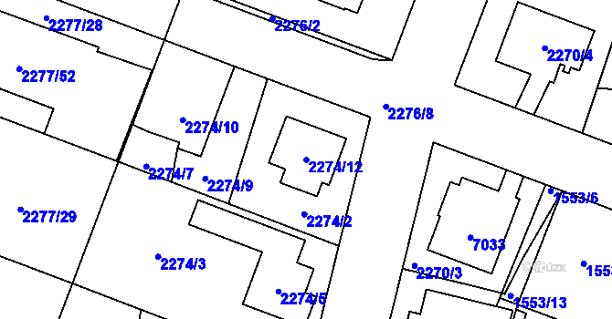 Parcela st. 2274/12 v KÚ Holice v Čechách, Katastrální mapa