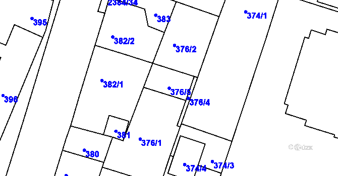 Parcela st. 376/5 v KÚ Holice v Čechách, Katastrální mapa