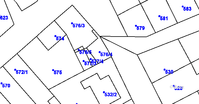 Parcela st. 576/4 v KÚ Holice u Olomouce, Katastrální mapa