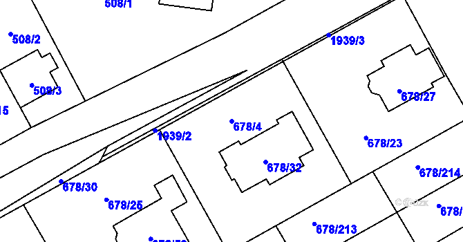 Parcela st. 678/4 v KÚ Holice u Olomouce, Katastrální mapa