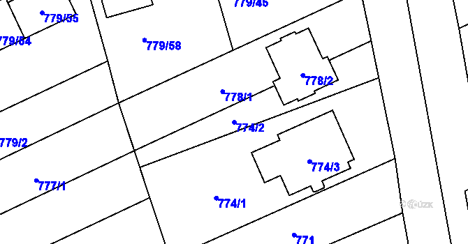 Parcela st. 774/2 v KÚ Holice u Olomouce, Katastrální mapa