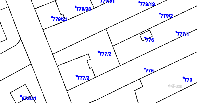 Parcela st. 777/2 v KÚ Holice u Olomouce, Katastrální mapa