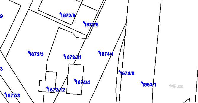 Parcela st. 1674/1 v KÚ Holice u Olomouce, Katastrální mapa