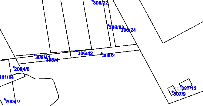 Parcela st. 308/2 v KÚ Holice u Olomouce, Katastrální mapa