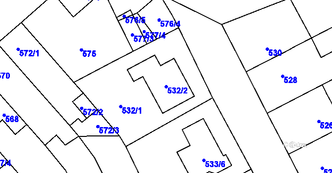 Parcela st. 532/2 v KÚ Holice u Olomouce, Katastrální mapa