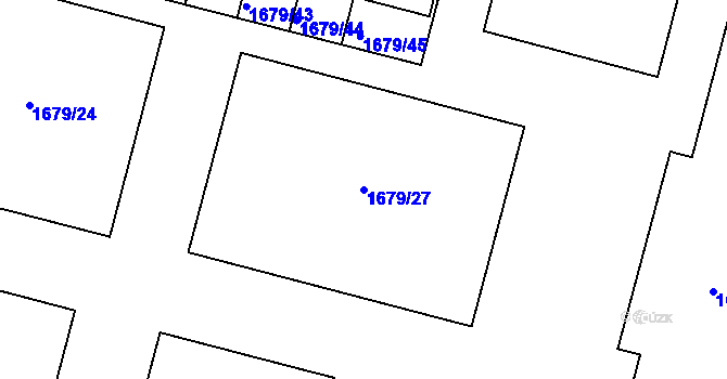 Parcela st. 1679/27 v KÚ Holice u Olomouce, Katastrální mapa