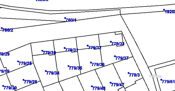 Parcela st. 779/32 v KÚ Holice u Olomouce, Katastrální mapa