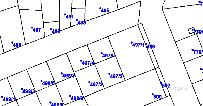 Parcela st. 497/5 v KÚ Holice u Olomouce, Katastrální mapa